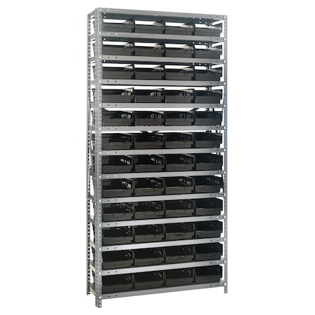 Quantum Storage Systems Steel Shelving with plastic bins 1875-108BK